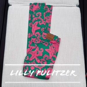 LN Lilly Pulitzer Green & Pink Jeans Size 0 SFH